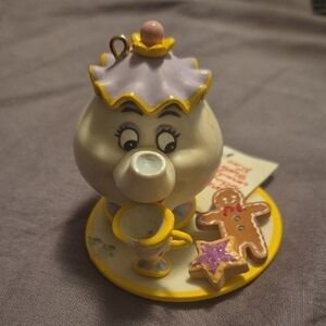 Mrs Potts teapot and cookie plate set Christmas Ornament Enesco